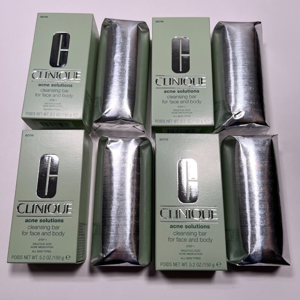 LOT of 4 Clinique Acne Solutions Cleansing Bar Soap For Face and Body Full Size